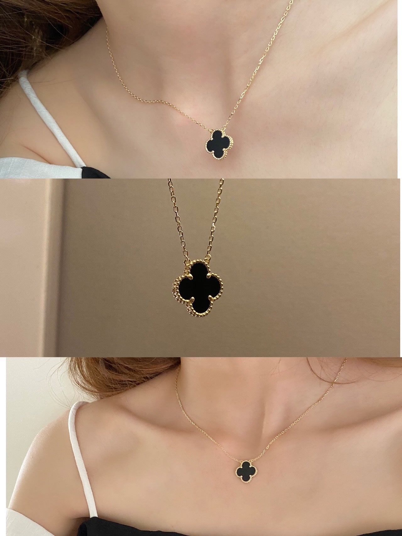Clover Necklace Gold | Black