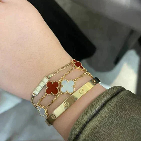 Clover Bracelet Gold | Red