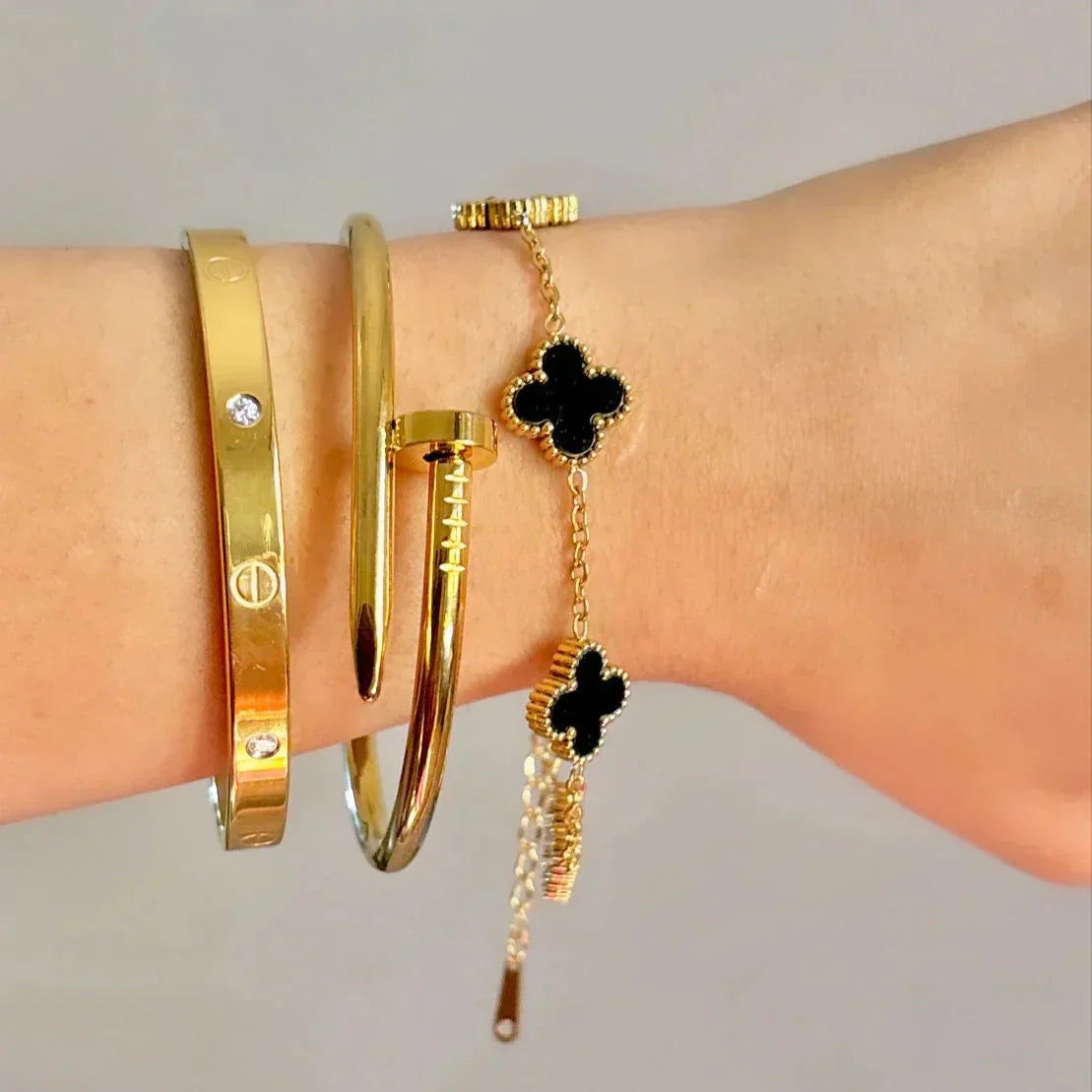Set of 4 Bracelets | Black with Gold Edition