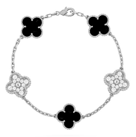 Clover Bracelet Deluxe Silver | Silver & Black