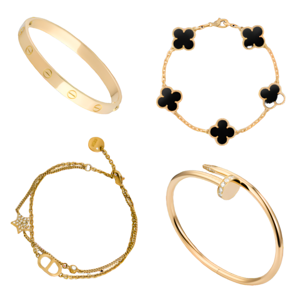 Set of 4 Bracelets | Black with Gold Edition