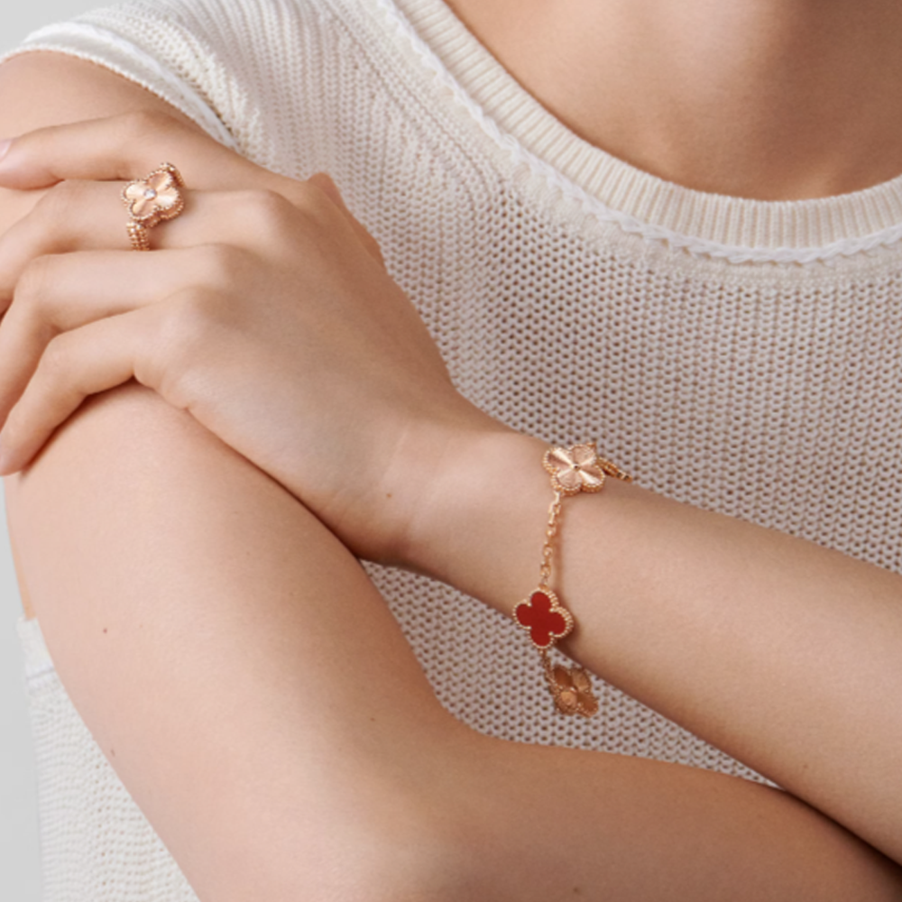 Clover Bracelet Deluxe | Red & Rose Gold