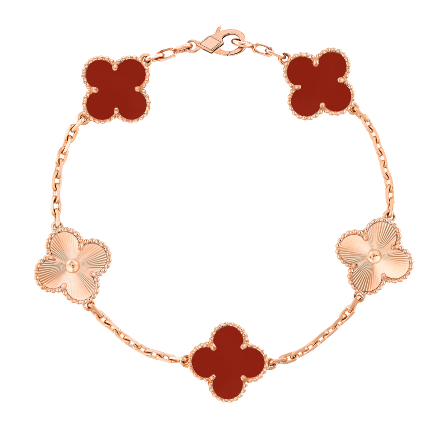 Clover Bracelet Deluxe | Red & Rose Gold