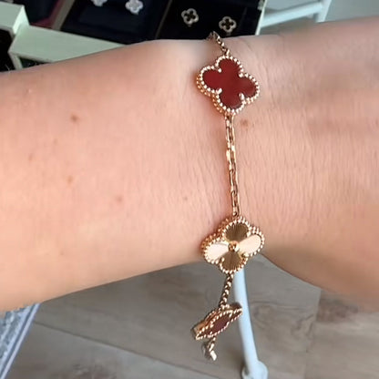 Clover Bracelet Deluxe Gold | Red